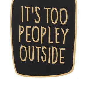 Slogan Design Square Black Enamel Brooch